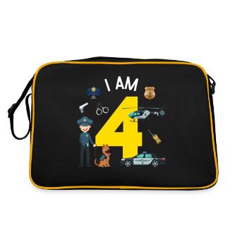J’ai 4 ans - Police américaine - Sac Retro - noir/or - Dos
