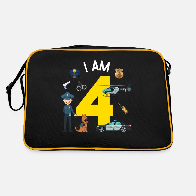 I am 4 - US Police - Retro Tasche - Schwarz/Gold