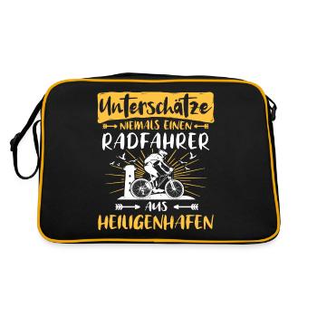 Heiligenhafen Fahrradfahrer Heiligenhafener - Retro Tasche - Schwarz/Gold - Hinten