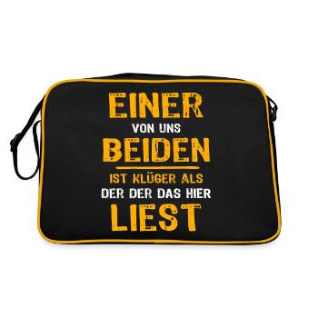 Klüger Als Du - Retro Tasche - Schwarz/Gold - Hinten