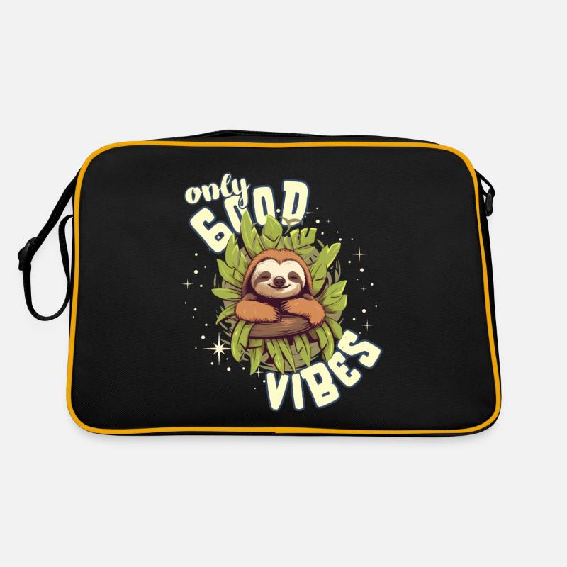 Only Good Vibes: Good Life Cute Cartoon Sloth Retro Bag