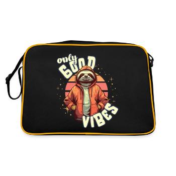 Only Good Vibes: Good Life Faultier mit Jacke - Retro Bag - black/gold - Back