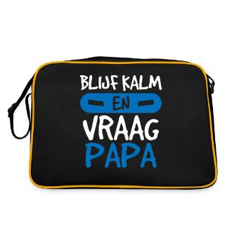 Blijf Kalm, Vraag Papa - Retro Tasche - Schwarz/Gold - Hinten