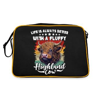 Highland cattle cattle - Retro Bag - black/gold - Back