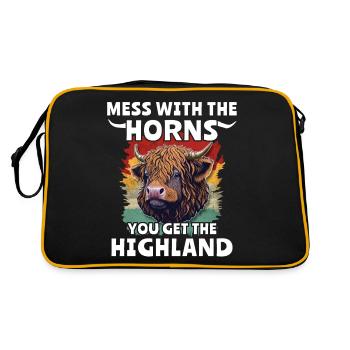 Highland cattle cattle - Retro Bag - black/gold - Back