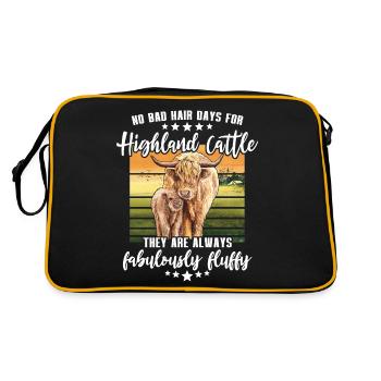 Highland cattle cattle - Retro Bag - black/gold - Back