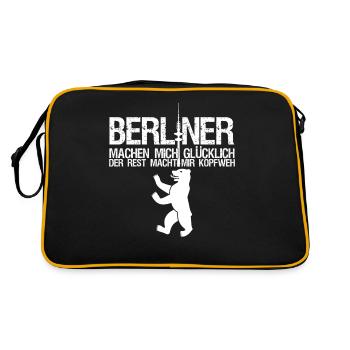 Berlin Spruch für Berliner - Retro Tasche - Schwarz/Gold - Hinten