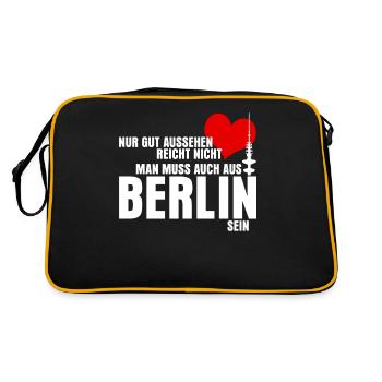 Berlin lusitger Spruch für Berliner - Retro Tasche - Schwarz/Gold - Hinten