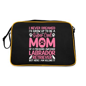 Labrador Mom Lustiger Spruch - Retro Tasche - Schwarz/Gold - Hinten