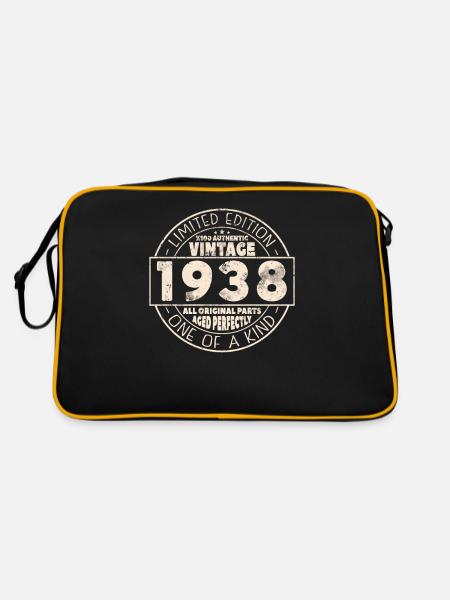 85th Birthday Woman Man Vintage 1938 85 Years - Retro Bag - black/gold - Back
