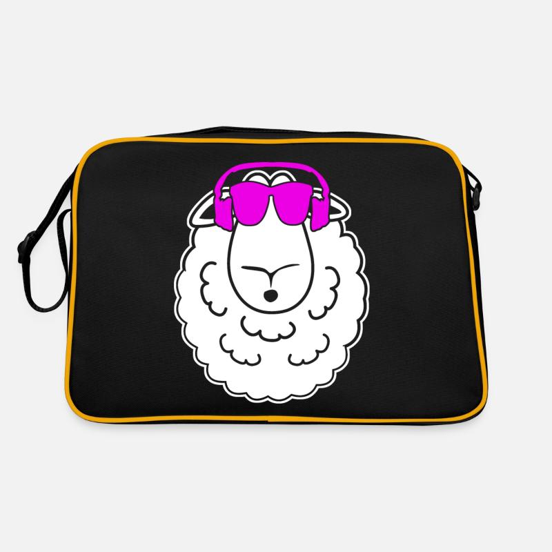 Schaf Schäfer Kopfhörer Schafe - Retro Tasche - Schwarz/Gold