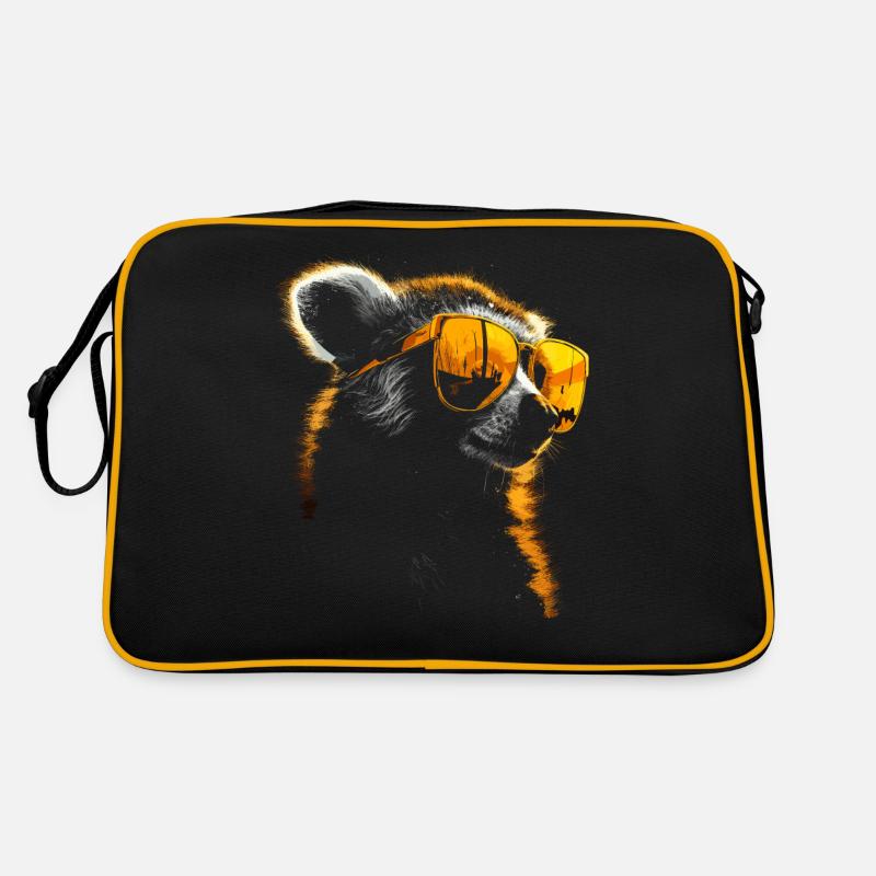Lemur Sonnenbrille - Retro Tasche - Schwarz/Gold