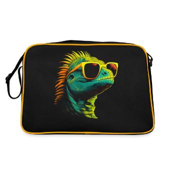 Iguana Eidechse Sonnenbrille - Retro Tasche - Schwarz/Gold - Hinten