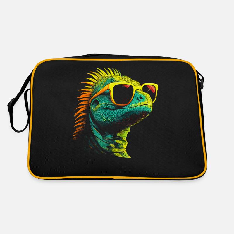 Iguana Eidechse Sonnenbrille Retro Tasche
