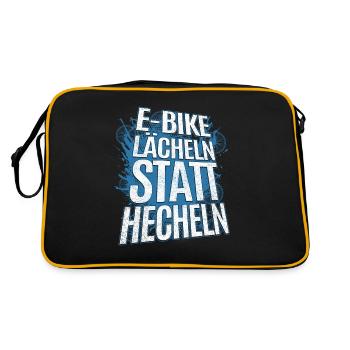 Lächeln statt hecheln Spruch - Fahrrad E-Bike - Retro Tasche - Schwarz/Gold - Hinten