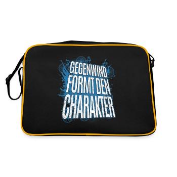 Gegenwind formt den Charakter! Radfahrer Fahrrad - Retro Tasche - Schwarz/Gold - Hinten