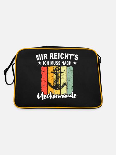 Ueckermünde Sprüche Ueckermünder Spruch - Retro Tasche - Schwarz/Gold - Hinten
