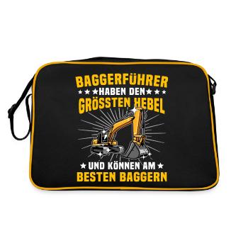 Baggerfuehrer Baggerfahrer - Retro Tasche - Schwarz/Gold - Hinten