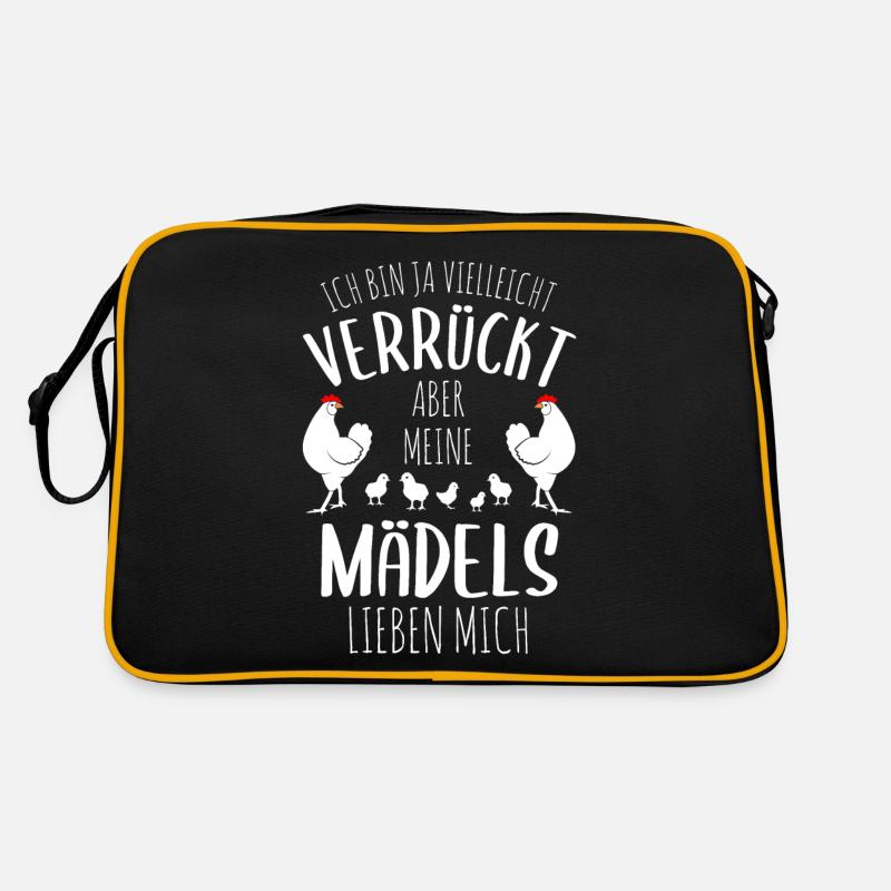 Hühner Huhn Küken Bauernhof Hühnerstall Geschenk Retro Tasche
