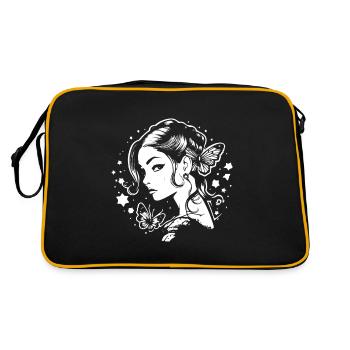 Esthétique gothique fille avec des papillons: - Sac Retro - noir/or - Dos