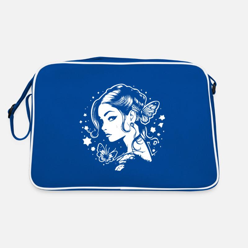 Ästhetisches Gothic Mädchen mit Schmetterlingen: Retro Tasche