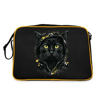 Cat Head Black Cat Bombay Happy Cat Cats - Retro Bag - black/gold - Back