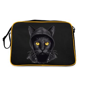 Cat Head Black Cat Bombay Happy Cat Cats - Retro Bag - black/gold - Back