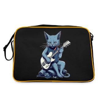 Musicien Russe Chat Bleu Guitariste Chats - Sac Retro - noir/or - Dos