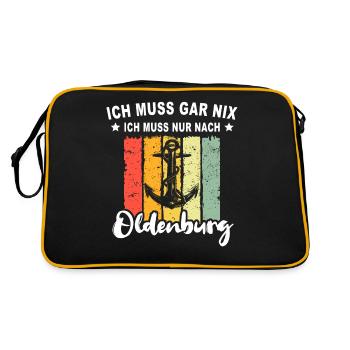 Oldenburg Sprüche Oldenburger - Retro Tasche - Schwarz/Gold - Hinten