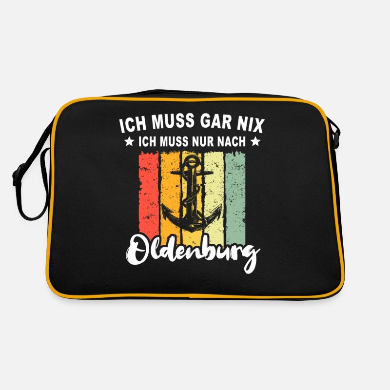 Oldenburg Sprüche Oldenburger - Retro Tasche - Schwarz/Gold