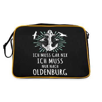 Oldenburg Sprüche Oldenburger - Retro Tasche - Schwarz/Gold - Hinten