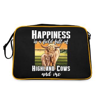 Highland Cattle Girl Cattle Cow - Retro Bag - black/gold - Back