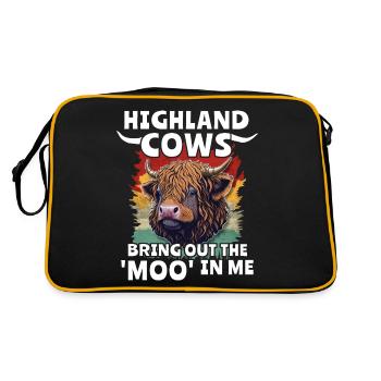 Highland Cattle Girl Cattle Cow - Retro Bag - black/gold - Back