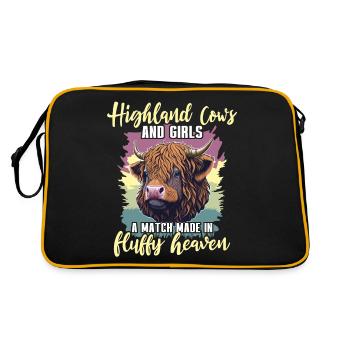 Highland Cattle Girl Cattle Cow - Retro Bag - black/gold - Back