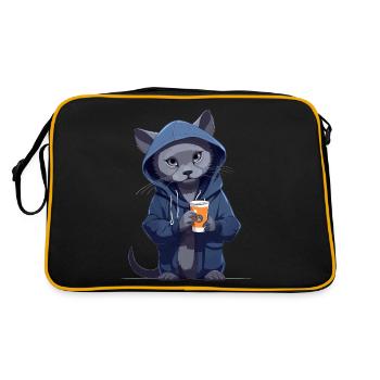 Motif de sweat à capuche de chat bleu russe avec cacao - Sac Retro - noir/or - Dos