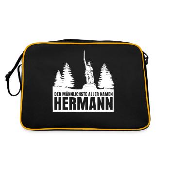 Hermannsdenkmal Witz Detmold Lippe - Retro Tasche - Schwarz/Gold - Hinten