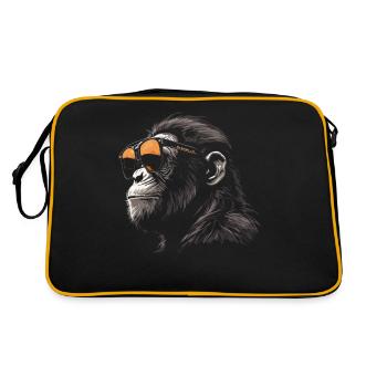 Schimpanse kühle Sonnenbrille - Retro Tasche - Schwarz/Gold - Hinten