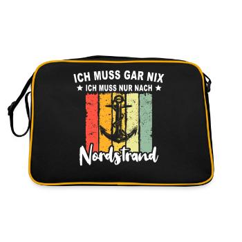 Nordstrand Sprüche Nordstrander - Retro Tasche - Schwarz/Gold - Hinten