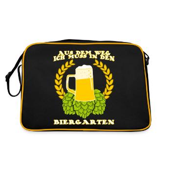 Biergarten Bier Bierkrug Bierfest - Retro Tasche - Schwarz/Gold - Hinten