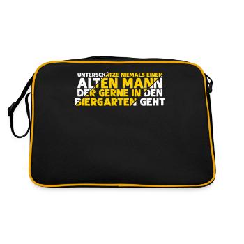 Biergarten Bier Bierfest - Retro Tasche - Schwarz/Gold - Hinten