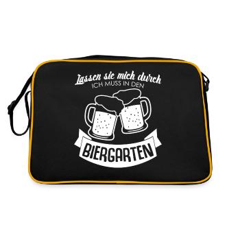 Biergarten Bierglas Bier Bierfest - Retro Tasche - Schwarz/Gold - Hinten