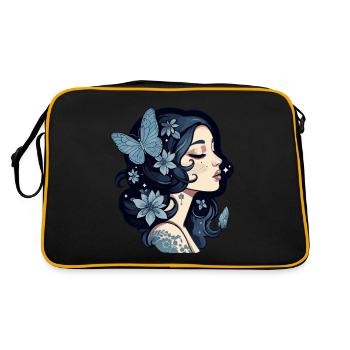 Femme gothique et papillons bleus dans le noir - Sac Retro - noir/or - Dos