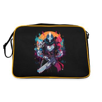 Epic Gamer Guardian with Flames Moon Background - Retro Bag - black/gold - Back