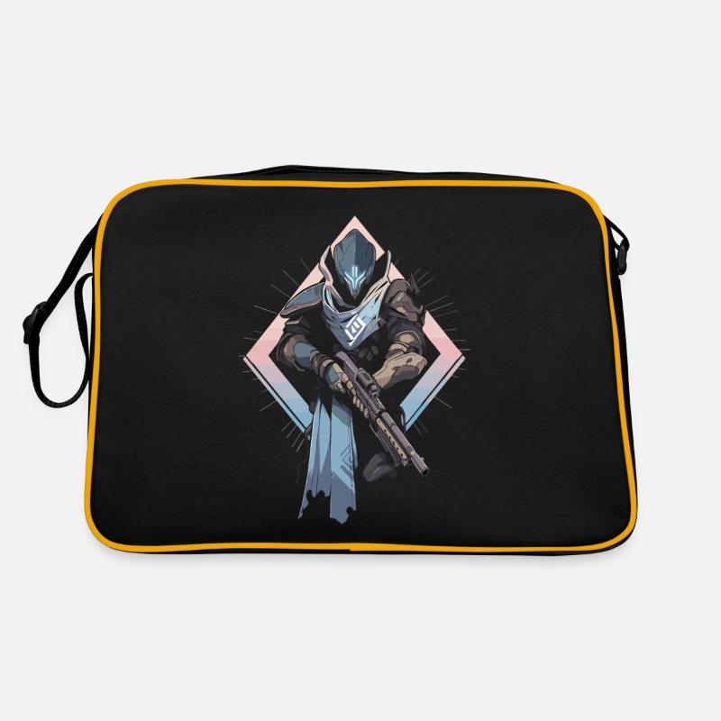 Epic Gamer Guardian mit Pastel Farben Hintergrund Retro Tasche