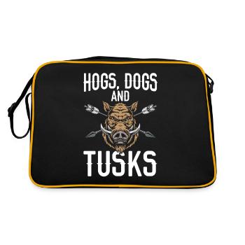 Pigs, dogs and tusks, wild boar, wild boar - Retro Bag - black/gold - Back