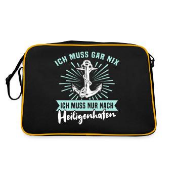 Heiligenhafen Sprüche Heiligenhafener Spruch - Retro Tasche - Schwarz/Gold - Hinten