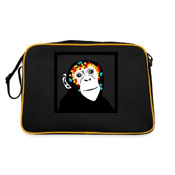 Singe Singe Visage Singe - Sac Retro - noir/or - Dos