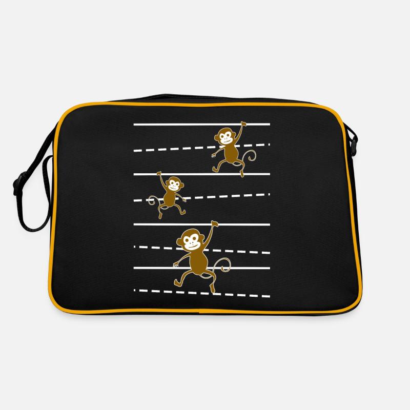 Affe lustige Affen - Retro Tasche - Schwarz/Gold