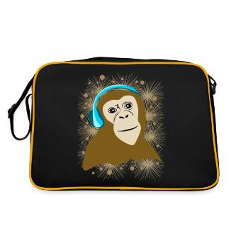 Monkey listens to music monkey - Retro Bag - black/gold - Back