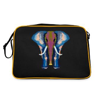 bunter Elefant - Retro Tasche - Schwarz/Gold - Hinten